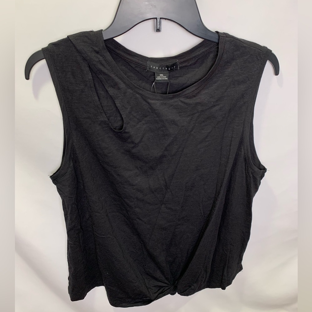 Sanctuary sleeveless tied knot Black Sleeveless Top XXL New
